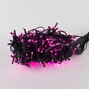 EUROLAMP Catenaria Natalizia LED 15m, 8 GIOCHI DI LUCE, Cavo VERDE, IP44, Luce ROSA