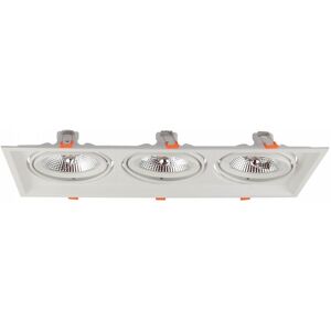 LEDDIRETTO Faro da Incasso Orientabile Bianco - 3 lampade AR111, Foro 460x160mm