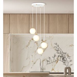 EMIBIG lighting Lampadario Sospensione Royal 4 Bianco con sfere Satinate E14