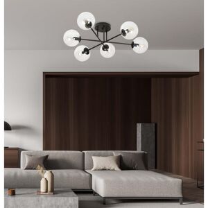 EMIBIG lighting Lampadario da soffitto Brendi 6B Nero con sfere trasparenti E14