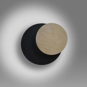 EMIBIG lighting Applique da Parete Circle, Nera e in Legno, Luce Indiretta, Base G9