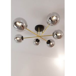 EMIBIG lighting Lampadario Magnum Nero e Oro con 6 Sfere Grafite E14 da soffitto