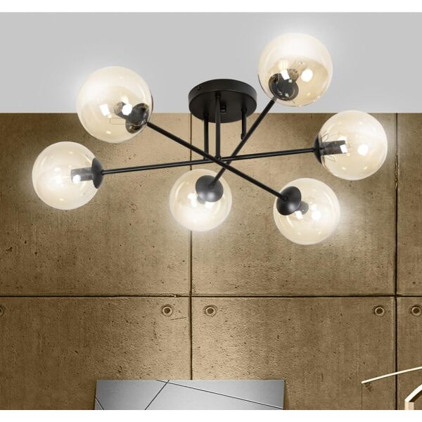 emibig lighting lampadario da soffitto brendi 6b con sfere miele - e14