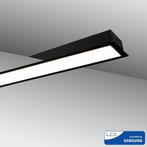 vito lighting lampada lineare led da incasso 42w 120cm, nera, chip samsung led