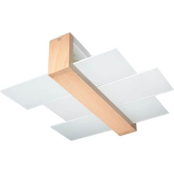 sollux plafoniera feniks 2 natural wood e vetro da soffitto e parete