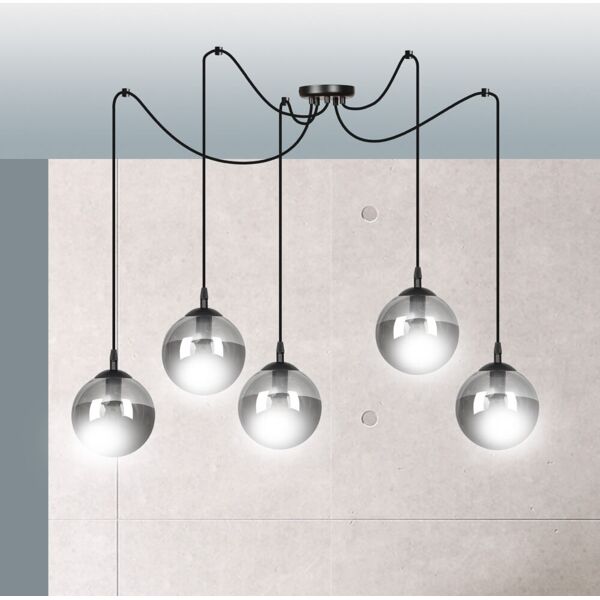 emibig lighting lampadario a sospensione gigi 5 black grafit