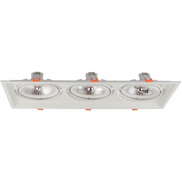 leddiretto faro da incasso orientabile bianco - 3 lampade ar111, foro 460x160mm