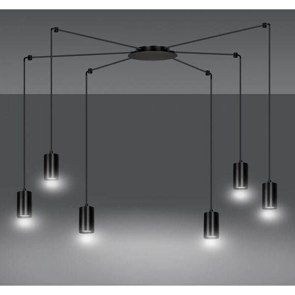 emibig lighting lampadario a sospensione traker 6 black e white