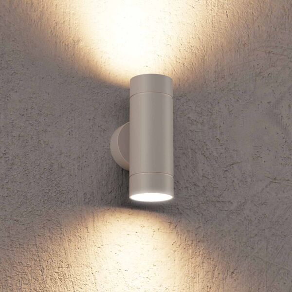 leddiretto applique cilindrica bidirezionale, ip65, gu10, grigio