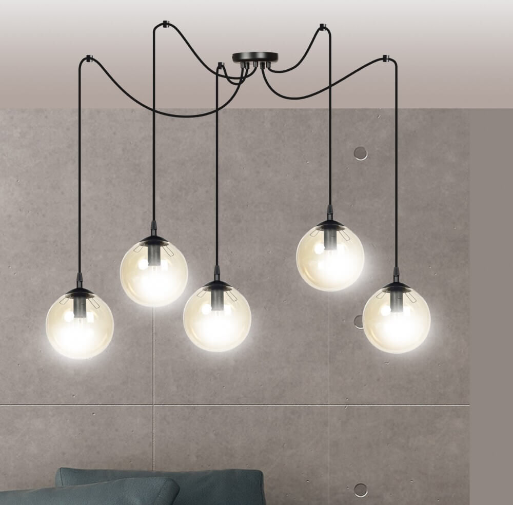 emibig lighting lampadario a sospensione gigi 5 black miodowy