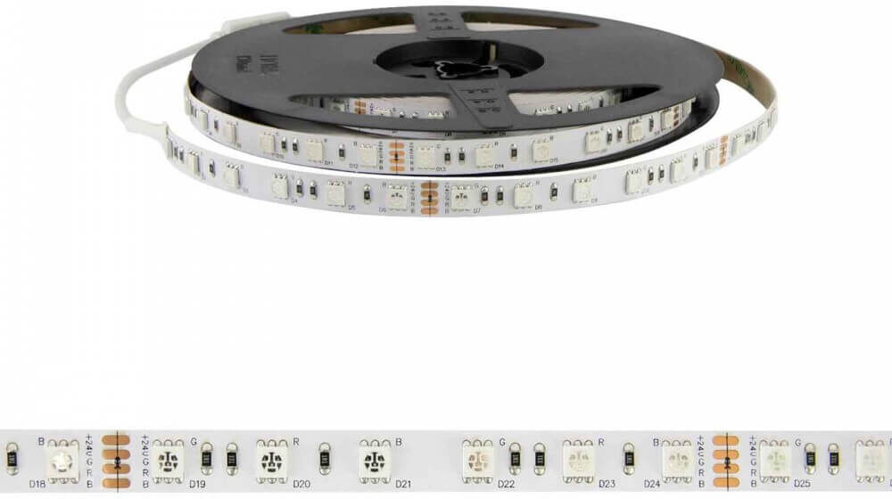 leddiretto striscia led professional 5050/60 - rgb - ip20 - 14,4w/m - 5m - 24v