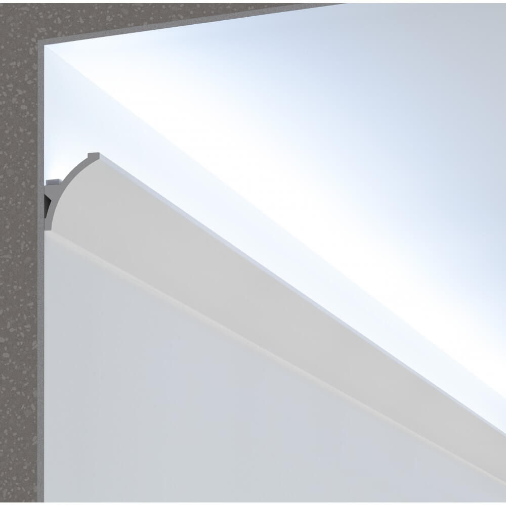 leddiretto cornice pitturabile stondata per parete per strisce led - 2m