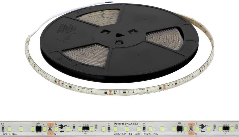 leddiretto striscia led 220v 16w/m chip philips lumileds dimmerabile ip67 10m verde