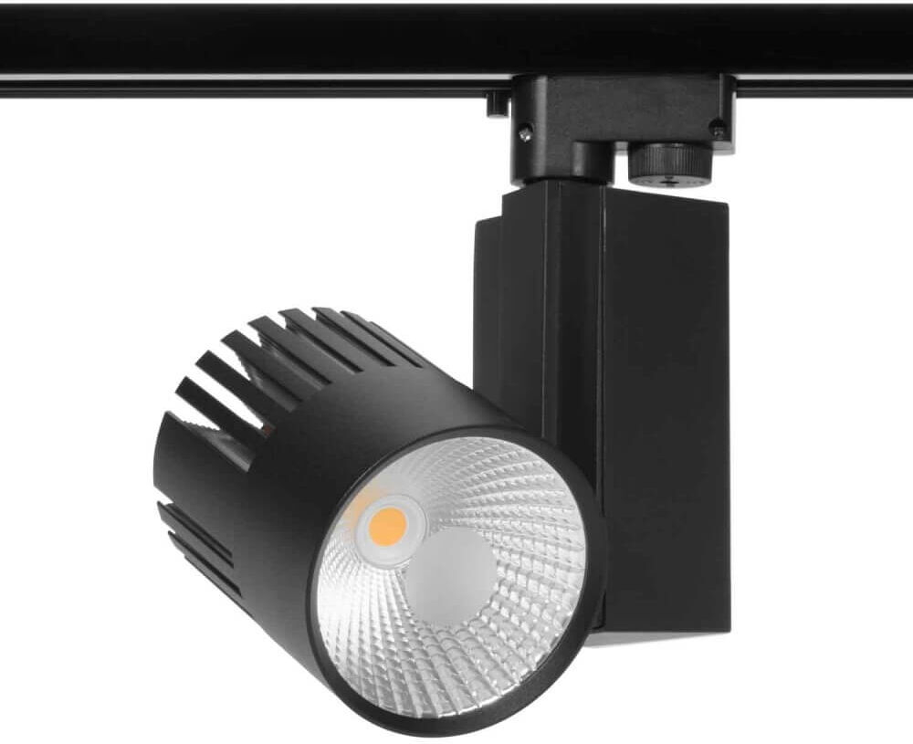 LEDDIRETTO Faretto LED 40W per Binario Monofase, CRI92, 125lm/W, 100° - Nero