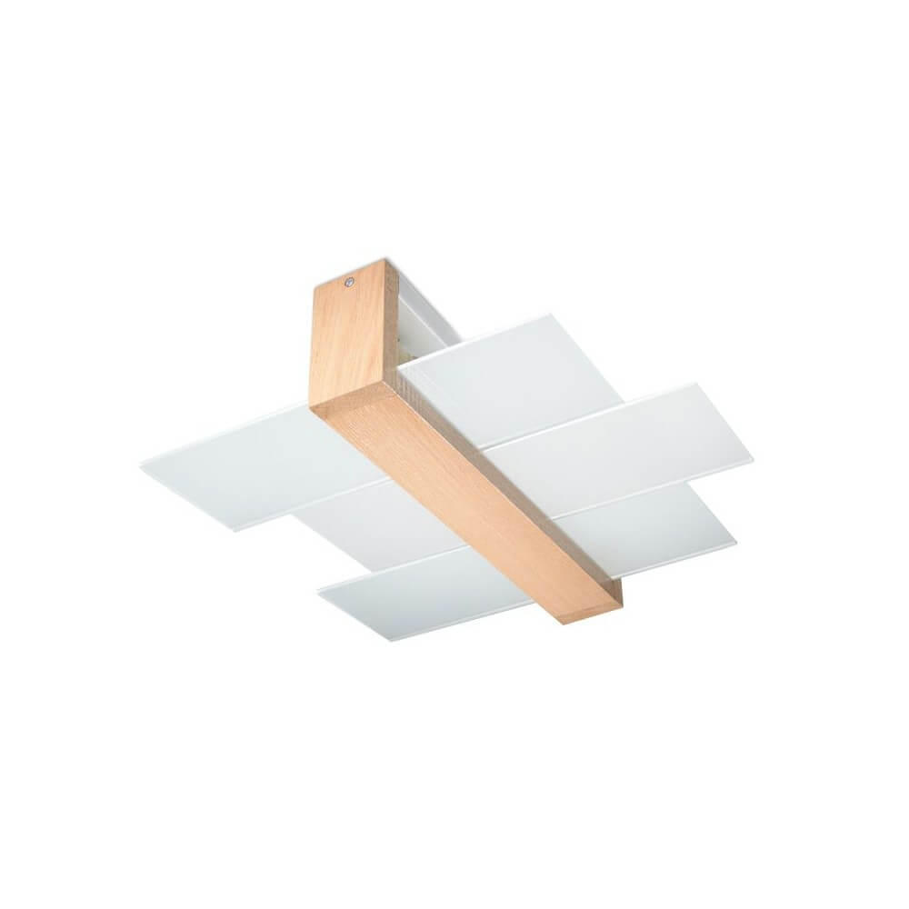 SOLLUX Plafoniera FENIKS 2 Natural Wood e vetro da soffitto e parete