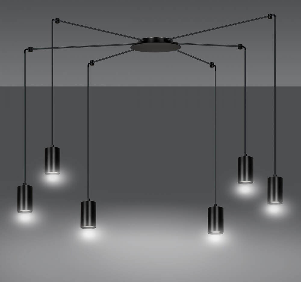 EMIBIG lighting Lampadario a Sospensione TRAKER 6 BLACK e WHITE