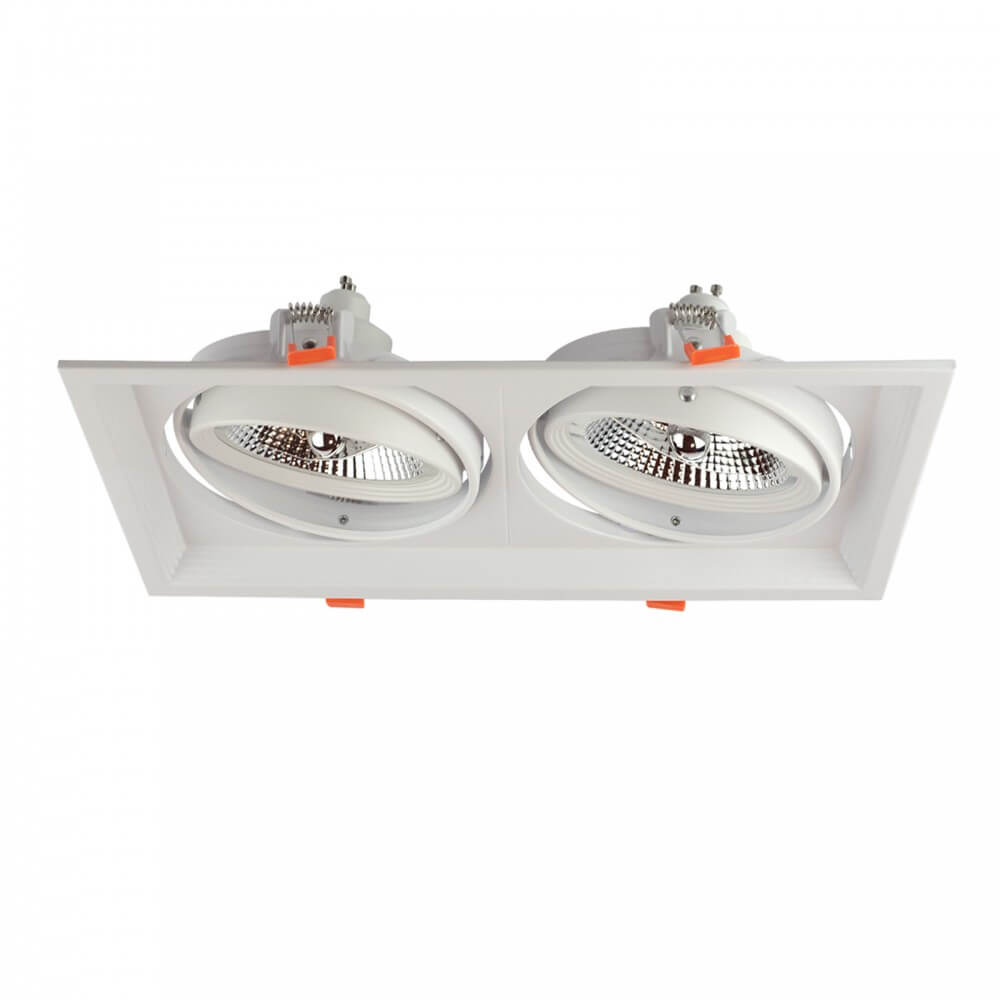 LEDDIRETTO Faro da Incasso Orientabile Bianco - 2 lampade AR111, Foro 315x163mm