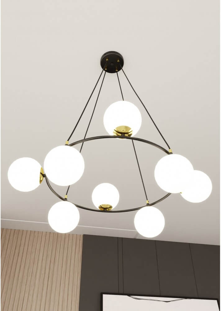 EMIBIG lighting Lampadario a Sospensione AZURA 8 OPAL