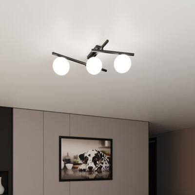 EMIBIG lighting Lampadario da Soffitto in Acciaio e Vetro SMART 3 Nero 3xE14 EMIBIG lighting Lampadario da Soffitto in Acciaio e Vetro SMART 3 Nero 3xE14