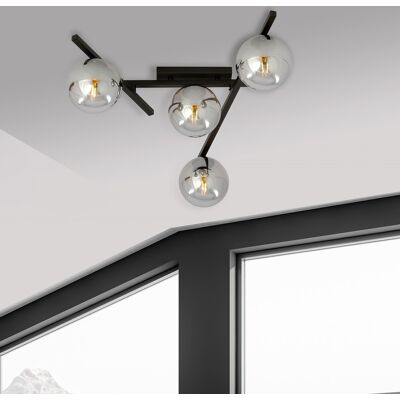 EMIBIG lighting Lampadario da Soffitto in Acciaio e Vetro SMART 4 Nero 4xE14 EMIBIG lighting Lampadario da Soffitto in Acciaio e Vetro SMART 4 Nero 4xE14