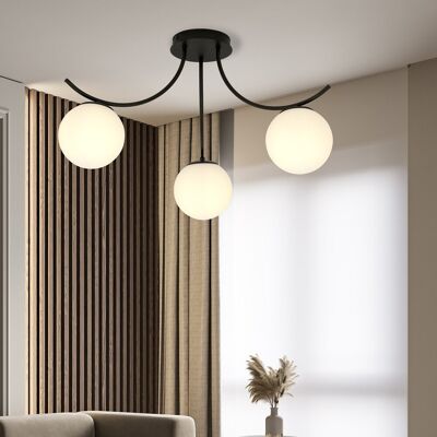 EMIBIG lighting Lampadario da Soffitto in Acciaio e Vetro BOSTON 3 Nero 3xE14 EMIBIG lighting Lampadario da Soffitto in Acciaio e Vetro BOSTON 3 Nero 3xE14