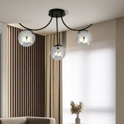 EMIBIG lighting Lampadario da Soffitto in Acciaio e Vetro BOSTON 3 Nero 3xE14 EMIBIG lighting Lampadario da Soffitto in Acciaio e Vetro BOSTON 3 Nero 3xE14