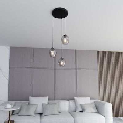 EMIBIG lighting Lampadario a Sospensione in Acciaio e Vetro ISTAR 3 BL PREMIUM 3xE27 EMIBIG lighting Lampadario a Sospensione in Acciaio e Vetro ISTAR 3 BL PREMIUM 3xE27