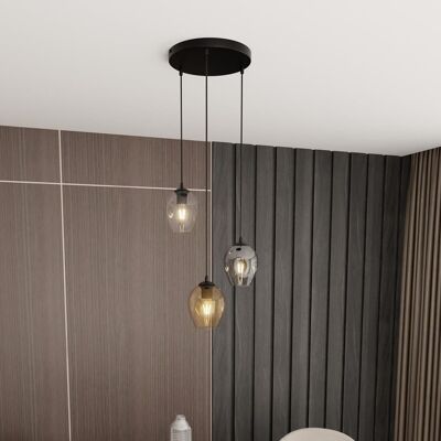 EMIBIG lighting Lampadario a Sospensione in Acciaio e Vetro ISTAR 3 BL PREMIUM 3xE27 EMIBIG lighting Lampadario a Sospensione in Acciaio e Vetro ISTAR 3 BL PREMIUM 3xE27