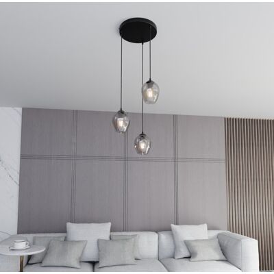EMIBIG lighting Lampadario a Sospensione in Acciaio e Vetro ISTAR 3 BL PREMIUM 3xE27 EMIBIG lighting Lampadario a Sospensione in Acciaio e Vetro ISTAR 3 BL PREMIUM 3xE27