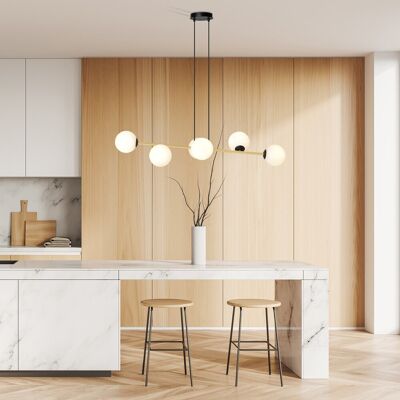 EMIBIG lighting Lampadario a sospensione GRAVITY 6 Nero/Bianco e Oro 6xE14 EMIBIG lighting Lampadario a sospensione GRAVITY 6 Nero/Bianco e Oro 6xE14