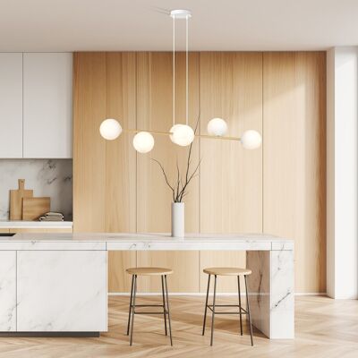 EMIBIG lighting Lampadario a sospensione GRAVITY 6 Nero/Bianco e Oro 6xE14 EMIBIG lighting Lampadario a sospensione GRAVITY 6 Nero/Bianco e Oro 6xE14