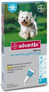 Bayer spa (div.sanita'animale) Bayer Advantix Spot On Antiparassitario Per Cani Oltre 4kg Fino a 10kg 4 Pipette