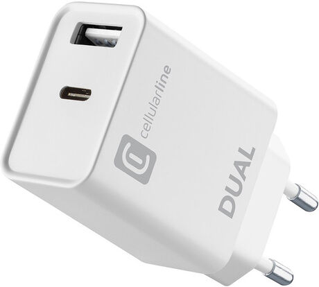 Cellular Line Dual Charger - iPhone 8 or later Caricabatterie da rete c