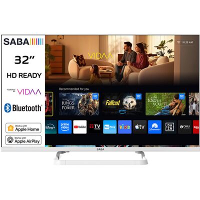 Saba SA32WHM10VDA SMART TV Bianco 32'' HD READY, Sistema operativo VIDAA, Triplo tuner DVBT2/C/S2 HEVC MAIN10, Certificato TivuSAT, Piedistallo centrale, Saba SA32WHM10VDA SMART TV Bianco 32'' HD READY, Sistema operativo VIDAA, Triplo tuner DVBT2/C/S2 HEVC MAIN10, Certificato TivuSAT, Piedistallo centrale,