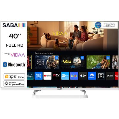 Saba SA40WFM10VDA SMART TV Bianco 40'' FULL HD, Sistema operativo VIDAA, Triplo tuner DVBT2/C/S2 HEVC MAIN10, Certificato TivuSAT, Piedistallo centrale, Saba SA40WFM10VDA SMART TV Bianco 40'' FULL HD, Sistema operativo VIDAA, Triplo tuner DVBT2/C/S2 HEVC MAIN10, Certificato TivuSAT, Piedistallo centrale,
