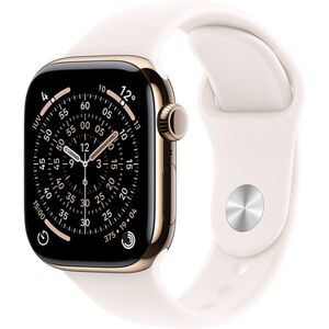 Apple Watch Series 11 GPS + Cellular 46mm Cassa Titanio Oro con Band Rosa Fard - S/M Apple Watch Series 11 GPS + Cellular 46mm Cassa Titanio Oro con Band Rosa Fard - S/M