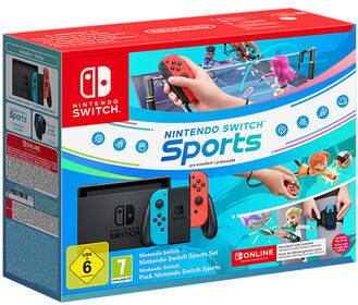 Nintendo Switch con Joy-Con Rosso Neon e Blu Neon + Switch Sports + fa