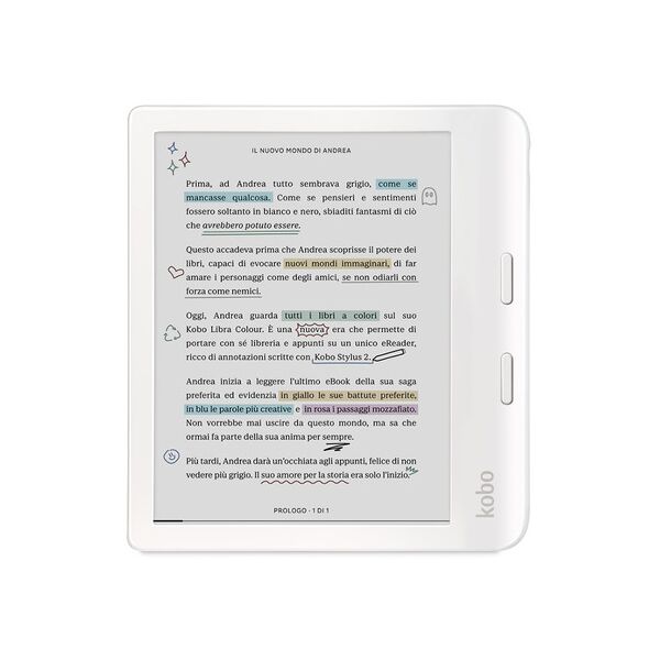 rakuten kobo libra colour lettore e-book touch screen 32 gb wi-fi bian