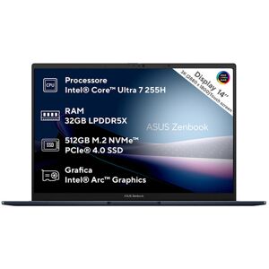 Asus Zenbook 14 UX3405CA-PZ462W Intel Core Ultra 7 255H Computer portatile 35,6 cm (14'') Touch screen 3K 32 GB LPDDR5x-SDRAM 512 GB SSD Wi-Fi 7 (802.11b Asus Zenbook 14 UX3405CA-PZ462W Intel Core Ultra 7 255H Computer portatile 35,6 cm (14'') Touch screen 3K 32 GB LPDDR5x-SDRAM 512 GB SSD Wi-Fi 7 (802.11b