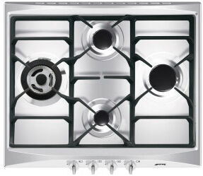 smeg cucina sr264xgh2 piano cottura nero, argento da incasso 60 cm gas