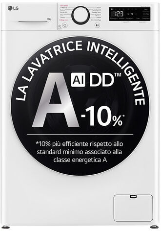 LG F4R5010TSWW Lavatrice 10kg AI DD, Classe A-10%, 1400 giri, TurboWas