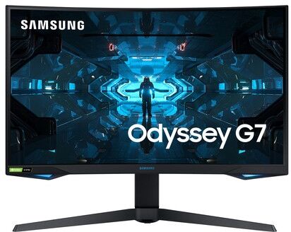 Samsung Monitor Gaming Odyssey G7 (C27g75), Curvo 1000r, 27", 2560x1440 (2k), Hdr, Pannello Va, 240 Hz, 1ms, Fr (Lc27g75tqsrxen)