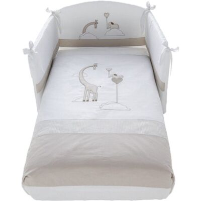 Set Lettino Pali - 3 Pezzi, Piumino Sfilabile, Cotone, Bianco/Tortora Set Lettino Pali - 3 Pezzi, Piumino Sfilabile, Cotone, Bianco/Tortora