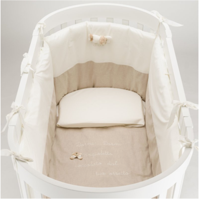 Set Piumone Letto Ovale Nanan Tato Bianco, tortora Set Piumone Letto Ovale Nanan Tato Bianco, tortora