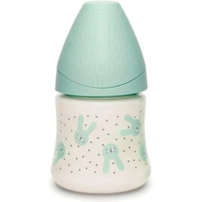 Biberon di vetro Tettarella rotonda flusso lento 120ml - Suavinex Coniglio Verde Biberon di vetro Tettarella rotonda flusso lento 120ml - Suavinex Coniglio Verde