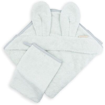 Set Asciugamano Con Orecchie Bamboom Con Guanto Sky Grey Set Asciugamano Con Orecchie Bamboom Con Guanto Sky Grey