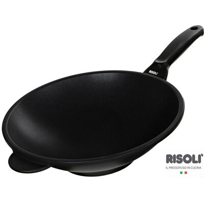 Risoli Wok Explora in alluminio pressofuso con manico in bakelite, diam. 30cm Risoli Wok Explora in alluminio pressofuso con manico in bakelite, diam. 30cm