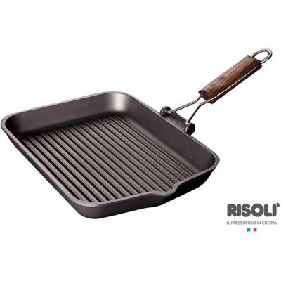 Risoli Bistecchiera in alluminio antiaderente con manico in legno - Bistecchiera Risoli Bistecchiera in alluminio antiaderente con manico in legno - Bistecchiera
