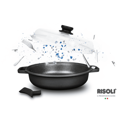 Risoli Tegame Black Plus in alluminio pressofuso con coperchio e due maniglie con presine, diam. 20cm Risoli Tegame Black Plus in alluminio pressofuso con coperchio e due maniglie con presine, diam. 20cm