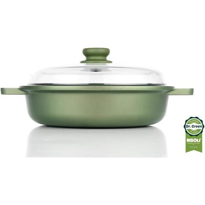 Risoli Tegame Dr. Green in alluminio pressofuso con coperchio e due maniglie, diam. 24cm Risoli Tegame Dr. Green in alluminio pressofuso con coperchio e due maniglie, diam. 24cm